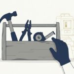 道具箱の中に、使い込まれた道具が数点だけ入っているを表すイメージ