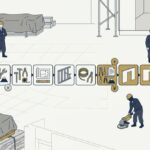 12個のマスが横一列に並び、任される作業図形が少しずつ増えていくを表すイメージ
