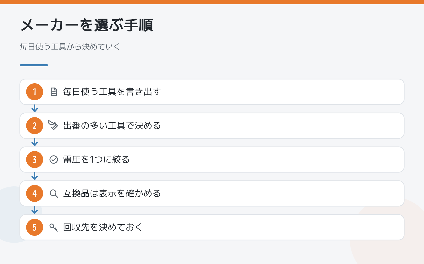 電動工具のメーカーを選ぶ手順