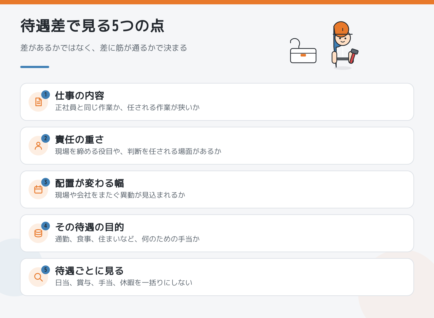 待遇差を見る5つの点をまとめた図解