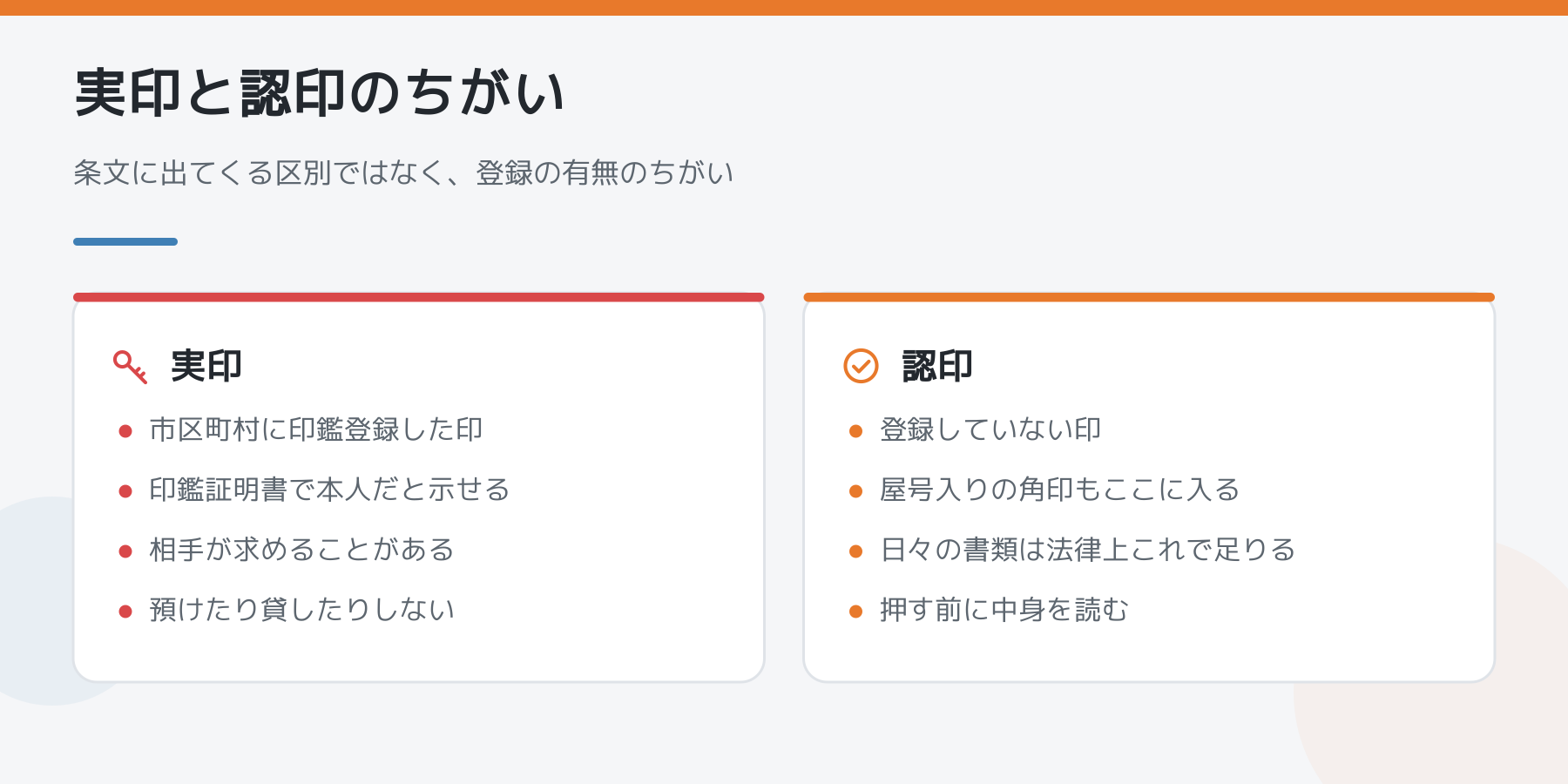 実印と認印のちがいの比較図解