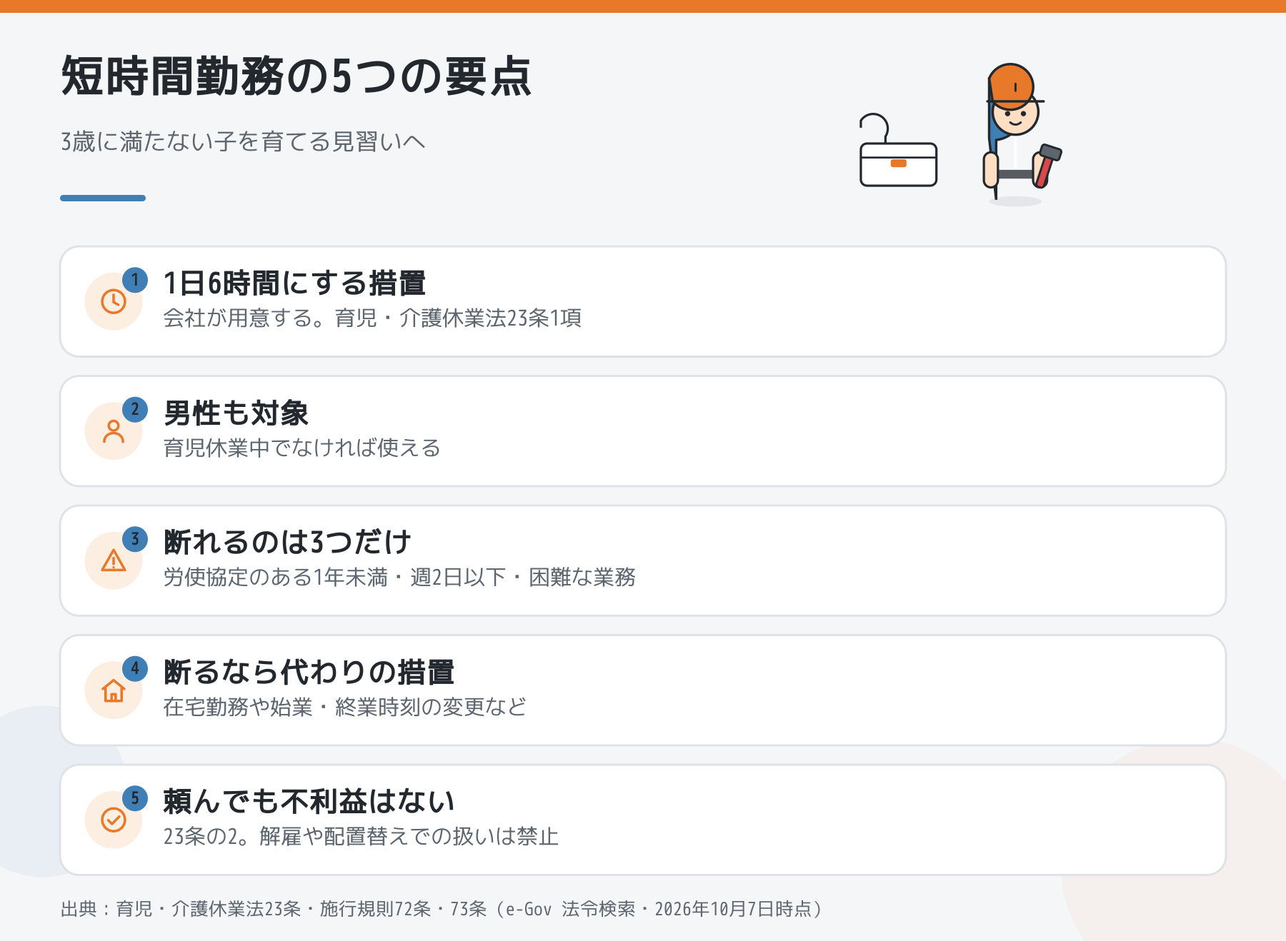 短時間勤務の5つの要点の図解