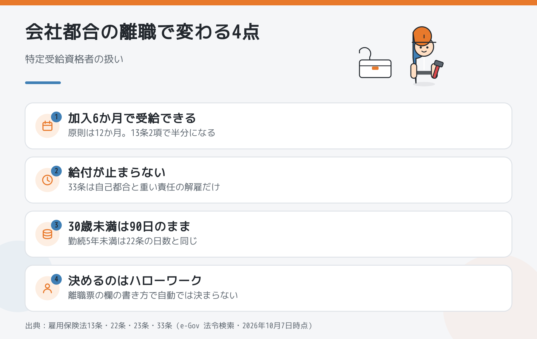 会社都合の離職で変わる4点の図解